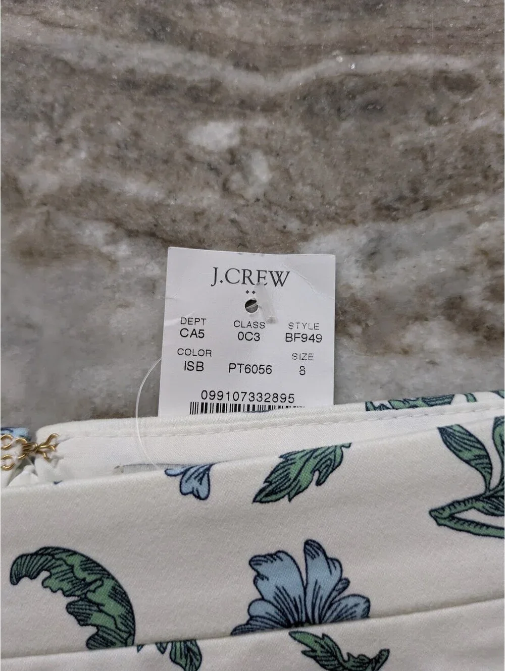 J.Crew Floral Pencil Skirt Size 8 NWT Blue White Chalk Whisper